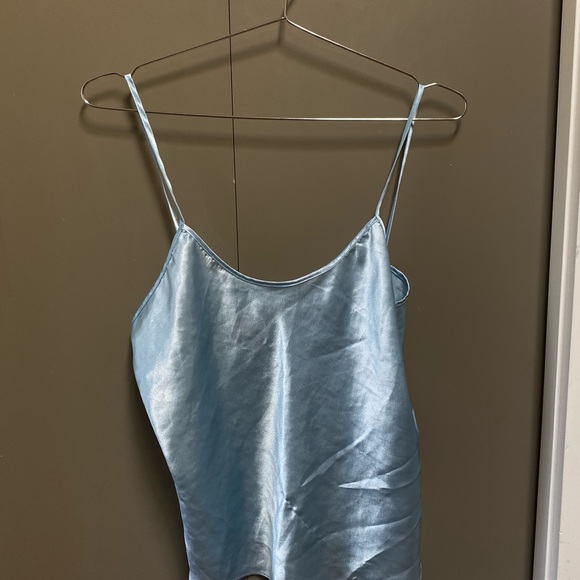 Vintage Blue Faux Silk Shirt - Picture 2 of 5